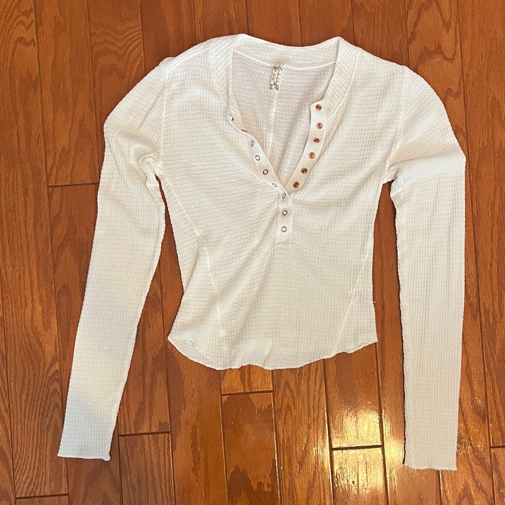 Free People White Snap Down Shirt